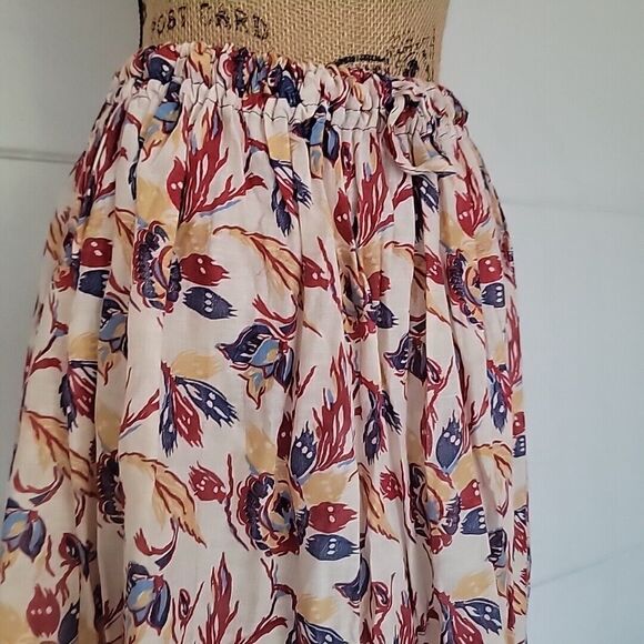 NOS Vintage 70s Boho Gypsy Peasant Skirt, Red Yellow Blue Floral, Nina Leslie OS - Picture 3 of 7